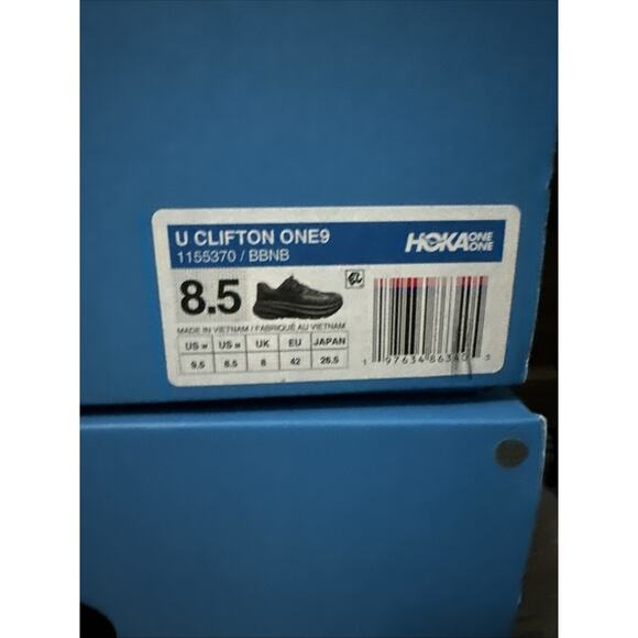 New Men\'s Size 8.5 Hoka Clifton One 9 Black 1155370-BBNB Running Shoes main image 4